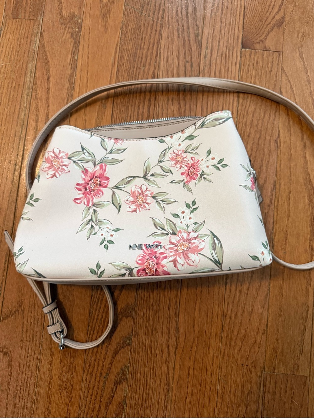 Nine West Cream Crossbody with Pink Floral Print
